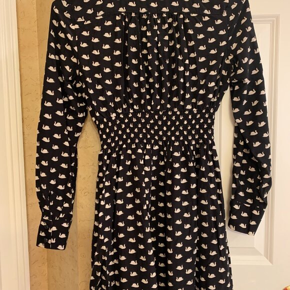 Kate Spade Swan Print Silk Blend Shirtdress Size S - Picture 3 of 7